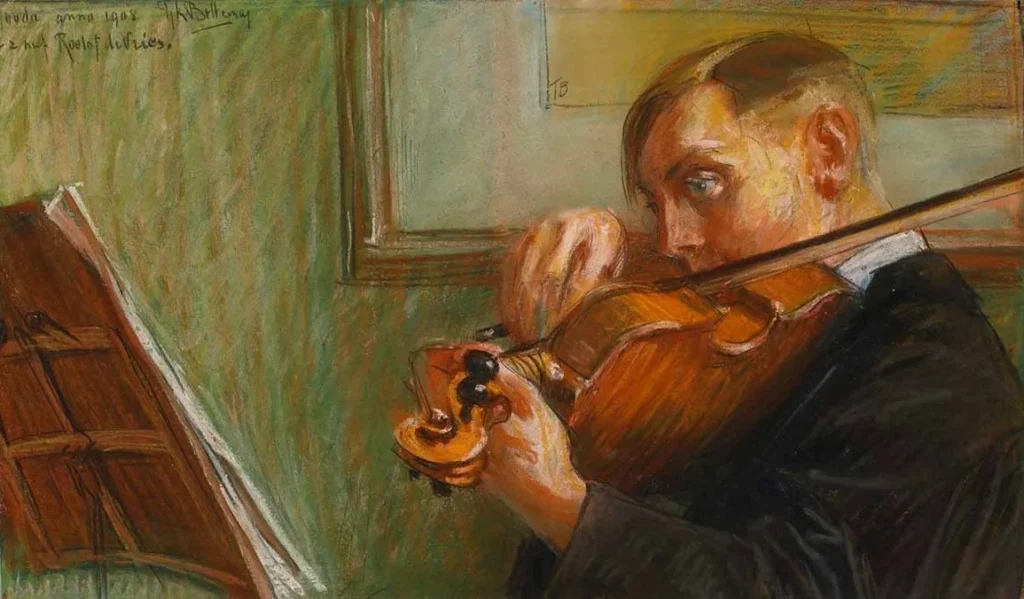 Tjerk Bottema – Portret van Roelof de Vries als violist