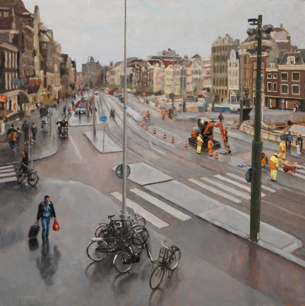 Frans Koppelaar – Straatwerkers op het Rokin, Amsterdam