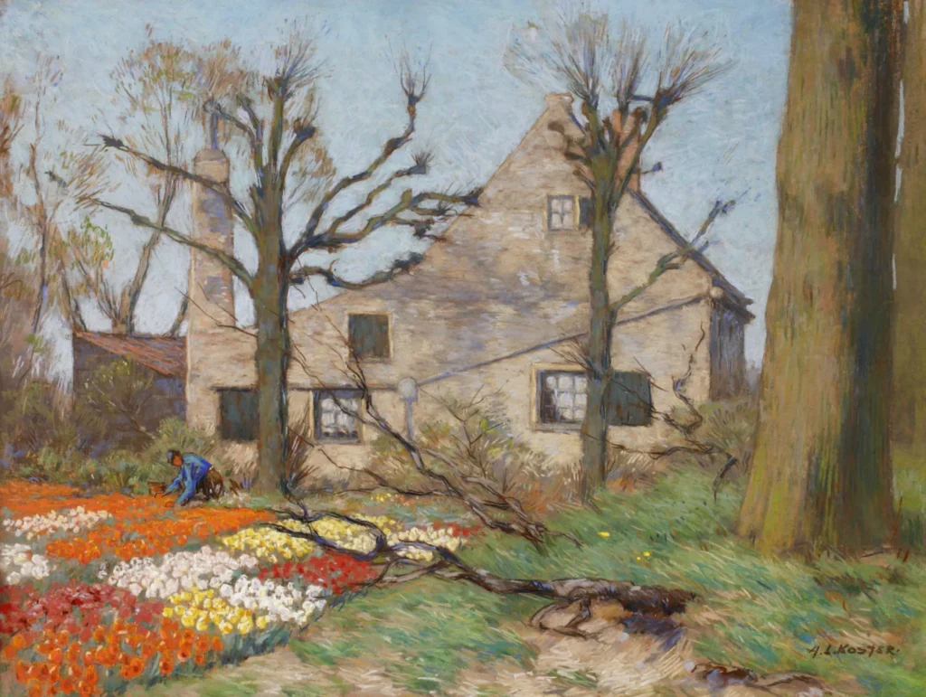 A.L. Koster – Bloembollen in een lentetuin
