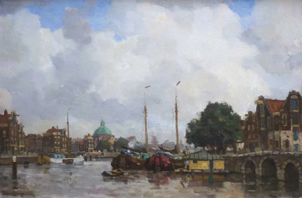 Frans Langeveld – Gezicht op Amsterdam met de Koepelkerk op de achtergrond