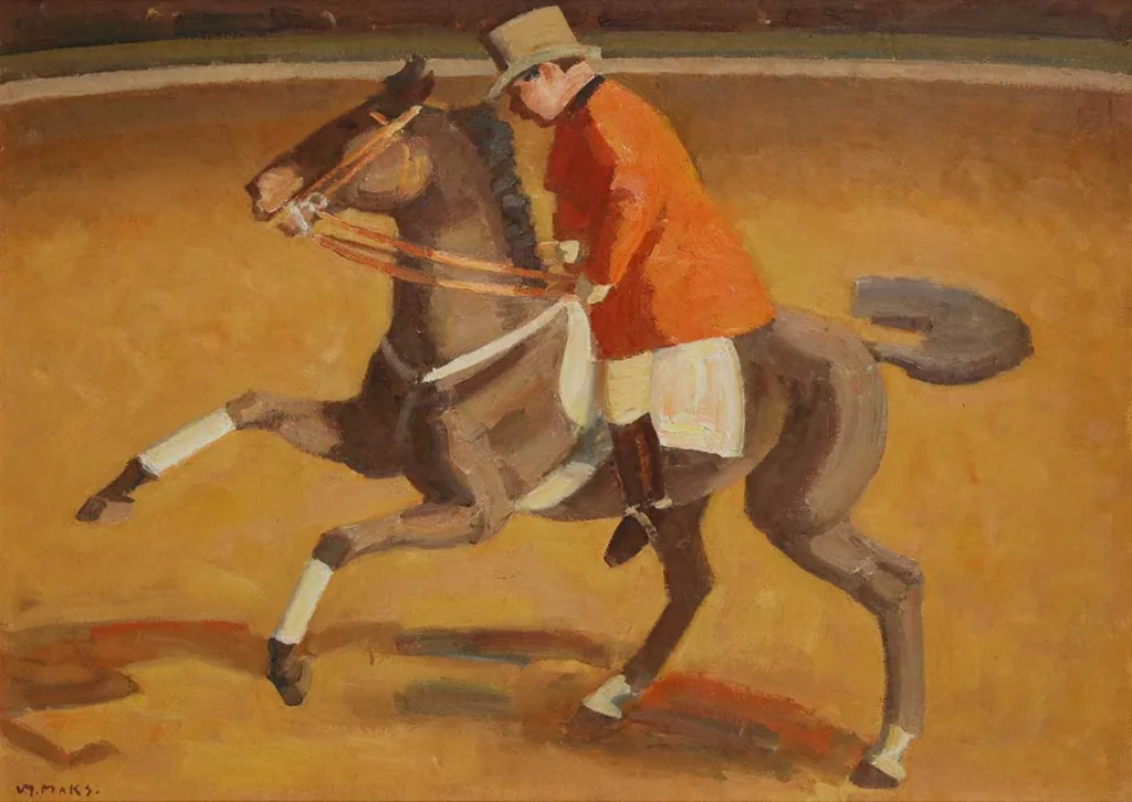 Kees Maks – Hogeschoolrijder Jean Houcke in de piste van Carré, Amsterdam