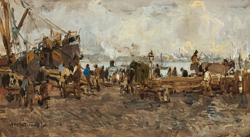 Johan Hendrik van Mastenbroek – Bedrijvigheid aan de kade, Rotterdam
