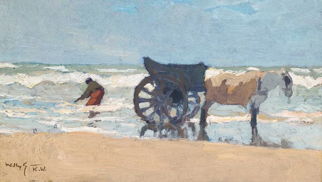 Willy Sluiter – Schelpenvisser in de branding, Katwijk aan Zee