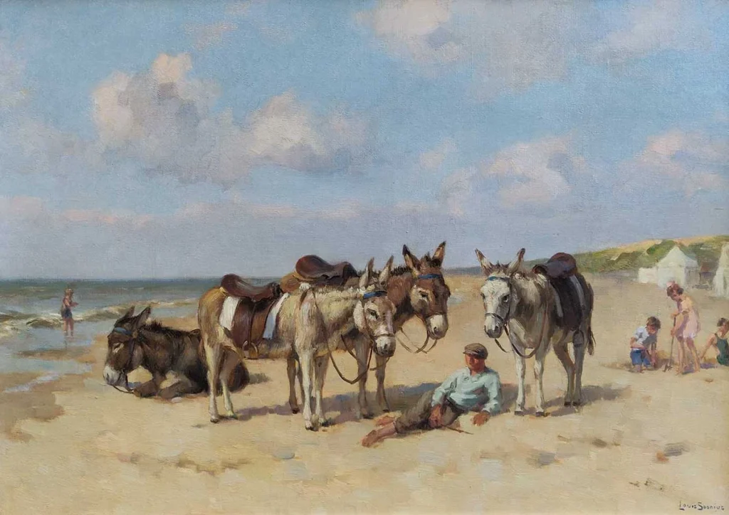 Louis Soonius – Ezeltjes op het strand, Scheveningen