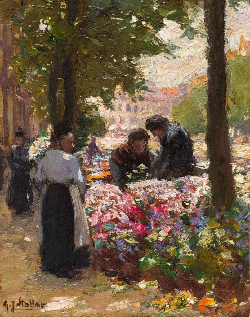G.J. Staller – Bloemenmarkt op het Singel, Amsterdam